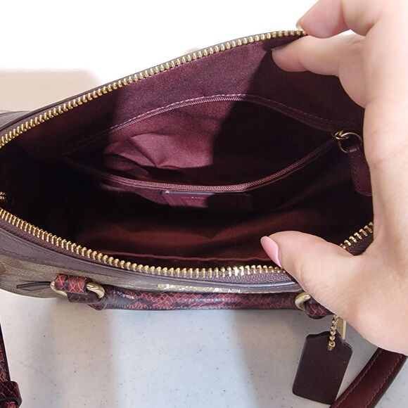 Coach Rowan PVC Leather & Snakeskin Trim Satchel Bag Purse H1981-F89005 - Picture 11 of 14